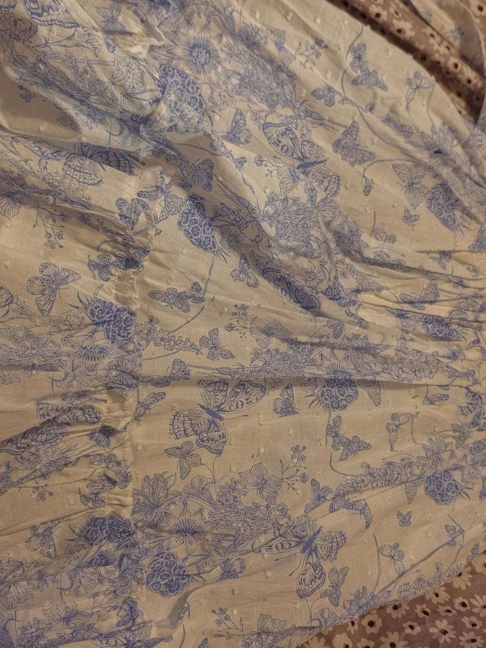 Bonnie Jean White and Light Blue Butterfly Ruffle Dress